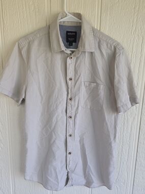 David Jones Short Sleeve Button-Down Shirt in Light Gray